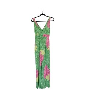 Lilly Pulitzer‎ Small Preppy Strawberry Basket Halter Maxi Silk Cotton Dress